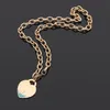 T letter peach heart wave green drop oil thick necklace couple foreign trade heart-shaped necklace for woman1830