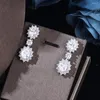 Halsbandörhängen Set Luxury Green Blue Cubic Zirconia Wedding Bridal Jewelry 4st Ring Armband för brudar