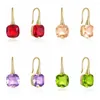 Orecchini a bottone AIDE vero argento sterling 925 per donna geometrico melograno rosso mela verde zircone gancio per l'orecchio piercing alla moda