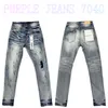 Mens Purple Designer Jeans Fashion Distressed Ripped Bikers Womens Denim Cargo For Men Black Pants PU7040