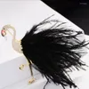 Brooches SUYU Fashion Cubic Zirconia Flamingo Brooch Simulation Feather Soft Clothing Atmosphere Creativity Animal Accessories Women