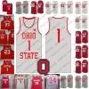 College trägt individuelle Ohio State Buckeyes 2020, grauer Retro-Basketball, Rot, Weiß, #3 DJ-Karton 34 Kaleb Wesson 23 James Conley Craft