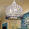 Lustres Bohème Méditerranéen Bleu Cristal Plafonnier Pendentif Lampe Abat-Jour Luminaire Pour Chambre Restaurant Café Décor