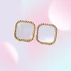 Fashion Vintage 4Four Leaf Clover Charm Stud Earrings Back MotherofPearl Silver 18K Gold Plated Agate for WomenGirls Valentine6385092