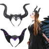 Fournitures de fête sorcière noir Long corne de bœuf bandeau réaliste diables Halloween carnaval Cosplay charme bandeau