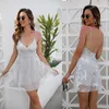 Sukienki na imprezę 2023 Summer Kobiety biały sundress koronkowy kwiat bez pleców mini sukienka seksowna proc