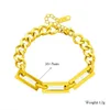 2023 New Simple Hollow 18k Gold Plated Stainless Steel Cuban Link Chain Necklace and Bracelet Jewelry Set For Women