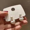 Studörhängen Vintage Geometric Heart for Women Simulate Pearl Korean Fashion Ear Ornament 2023 Jewelry Wedding Party Parts