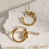 Çember Küpe Paslanmaz Çelik Yaratıcı Twist Kadınlar İçin Düğüm Moda 18 K PVD Altın Plaka Lüks Takı Hediye Su Geçirmez