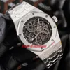 Luksusowe zegarki 26511/26518 41 mm Tourbillon Mechaniczne ręcznie ginące męskie zegarek Sapphire Crystal szkieletowe tarcze Bransoletka ze stali nierdzewnej