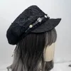 Berety Mine Series Octagonowa czapka malarz malarz czapka japońska cyrkodon koronkowe słodkie, fajne czarne czapki dla kobiet zima 231201