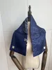 Foulards 2023 Arrivée Bleu Marine Double Impression Soie Écharpe 90 cm Carré Châle Sergé Wrap Pour Femmes Lady Hijab