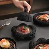 Geschirr Teller Japanisches Geschirr Rock Sushi Teller Kohle Ball Vulkanstein Swing Steak el Creative Dining Dish 231202
