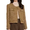 Jaquetas femininas ouro curto casaco de lã outono inverno moda coreana tweed elegante retro feminino ol outwear jaqueta de lã