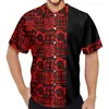 Camisas casuais masculinas Polinésia Tribal Hawaiian Totem Tattoo Hawaii Imprime Mens Moda V-Pescoço Roupas Botão Up Camisa de Manga Curta Beisebol