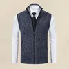 Men's Jackets Men Vest Jacket Winter Coat Stylish Knitted Cardigan Stand Collar Zip Up Slim Fit Warm Mid-length For Autumn