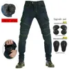 Men's Jeans Motocross Winter Riding Pants Volero Motorcycle Protective Gears Velvet Internal Warm Cycling Trousers Knight Straight 231201