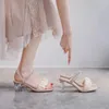Sandálias sapatos para mulheres 2023 cinta traseira feminina banda estreita senhoras salto alto salto quadrado peep toe chinelos
