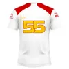 Herrt-shirts 2023/2024 NY F1 Formel One Racing Team Red Summer Charles Leclerc 16 Carlos Sainz 55 Driver Tee Shirt Sport Children kläder R4AG