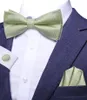 Laços hi-tie jacquard sólido verde bowties para homens seda borboleta gravata hanky abotoaduras festa de casamento presente bowtie atacado