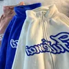 Herrtröjor tröjor baseball uniform kort jacka män och kvinnor par lös överdimensionerad nisch design stå upp krage jacka toppar hoodies kvinnor y2k 231202