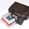 Портфели, винтажная деловая сумка, мужской кожаный портфель на плечо, большая вместимость, 14-дюймовые сумки для ноутбуков для документов, посыльного