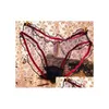 Femmes Mode Femmes Fille Gaze Dentelle Transparent Bonbons Couleurs Panty String Coton Slips Sous-Vêtements Knickers 6Pcs Cadeau Dhwcd