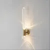 مصباح الجدار الحديثة LED LING STRIP GLASS LAMPS غرفة المعيشة غرفة نوم مطعم المنزل ديكور الإضاءة لطف شمعدات ذهبية