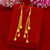 Dangle Earrings Pure 14k Gold Wheat Tassel For Women Water Drops Bridal True 999 Valentine's Day Exquisite Jewelry Gifts