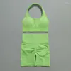 Ensembles actifs SVEIC Fitness ensemble de Yoga sans couture Shorts haut court femmes 2 pièces vêtements de sport taille haute soutien-gorge de sport costumes entraînement en cours d'exécution vêtements de sport