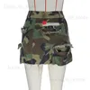 Rokken Vrouwen Patches Camouflage A-lijn Mini Rokken Mode Knop Fly Hoge Zijzakken Met Split Camo Cargo Rok Casual streetwear T231202