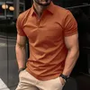 Heren T-shirts Vintage poloshirt Casual korte mouw Pure kleur Tops Blouse Zomerkleding Oversized T-stukken Zak ademend