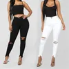 Women's Jeans Black and white ripped jeans for women slim denim casual pencil shape pants fashion women's clothing S3XL drop shipp 231201