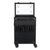 Suitcases Luxury Travel Makeup Suitcase LED Light Women Professional Manicure Large Capacity With Wheels Rolling Trolley Pc Case