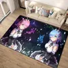 Blankets 2023 Anime Re: Zero Emilia Rem Ram Japan Cartoon Carpet Bathroom Outdoor Rug Kids Bedroom Kawaii Movie Floor Mat Living Room