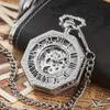 Pocket watch retro mechanical hollow carved octagonal ancient Roman blue number nostalgic necklace for male and female students hanging watch