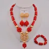 Naszyjniki Zestaw mody pomarańczowe Nigerian Coral Peads African Wedding Jewelry for Women 12-K-03