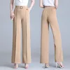 Frauen Hosen Klassische Chiffon Hohe Taille Breite Bein Büro Dame Lose Dünne Schwarze Hose Formale Chic Pantalones De Mujer cintura Alt