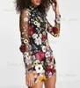 Urban Sexy Dresses Sexy Damenkleid 2023 Frühling Herbst süßer Stil halber Rollkragenpullover 3D-Blumenpaket Hüfte sexy gerade Langarm-Minikleid T231202