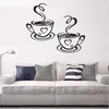 Väggklistermärken dubbla kaffekoppar klistermärke PVC Art Decals Adhesive Kitchen Room Decor JW