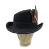 Шляпы с широкими полями-ведром 2023, наклонные цилиндры для мужчин, однотонная черная шляпа волшебника, индивидуальное сомбреро для джентльмена, британская шляпа с завитками, вечеринка 231202