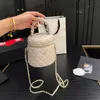 Cylinder Makeup Bag Designer Womens Shoulder Bag 13cm Leather Ringer Gold Hardware Metal Buckle Pleated Top Luxury Tote Matelasse Chain Crossbody Bags With Mirror