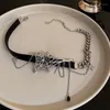 Kedjor Crystaltassel Spider Web Necklace Chain Leather Decoration Pendant Hip Hop Punk Halloween Gift Party Women Girls Accessories