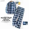 Herrens sömnkläder Hemdräkter för män med lång släckt byxor för höst- och vinterpijamas för män Flanell Plaid Design Pyjamas för Menl231202