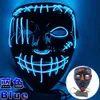 Maschera luminosa Halloween LED nero a forma di V cicatrice terrificante fantasma per il viso