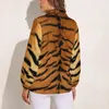 Women's Blouses Tiger Skin Print Blouse Modern Animal Cool Printed Women Street Fashion Shirts Summer Long-Sleeve Oversized Tops