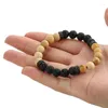 Strand Natural Pine Wood Volcanic Rock Mineral Energy Stone Spacer Beads Bracelet Buddhism Meditation Rosary Prayer Bead Bangle Jewelry