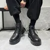 Stiefel im britischen Stil, Herrenmode, Plattform, seitlicher Reißverschluss, Naturleder, Schuhe, Party, Abschlussball, Kleid, Cowboy-Stiefeletten, coole kurze Botas für Herren