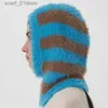 Beanie/Kafatası Kapakları Kore Tasarım Niş Stripes Balaclava Kadınlar Sahte Mink Kürk Kürklü Kürek Kış Kişilik Pulr Kulak Koruma Örtü Hatl231202