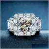 Eheringe Top Verkauf Funkelnder Luxusschmuck Männlich 925 Sterling Sier T Princess Cut Moissanit Diamant Party Ewigkeit Männer Hochzeit Ba Dhmf0